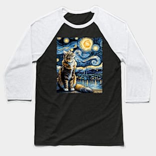 Sassy Starry Night Cat Shirt Astral Allure Baseball T-Shirt